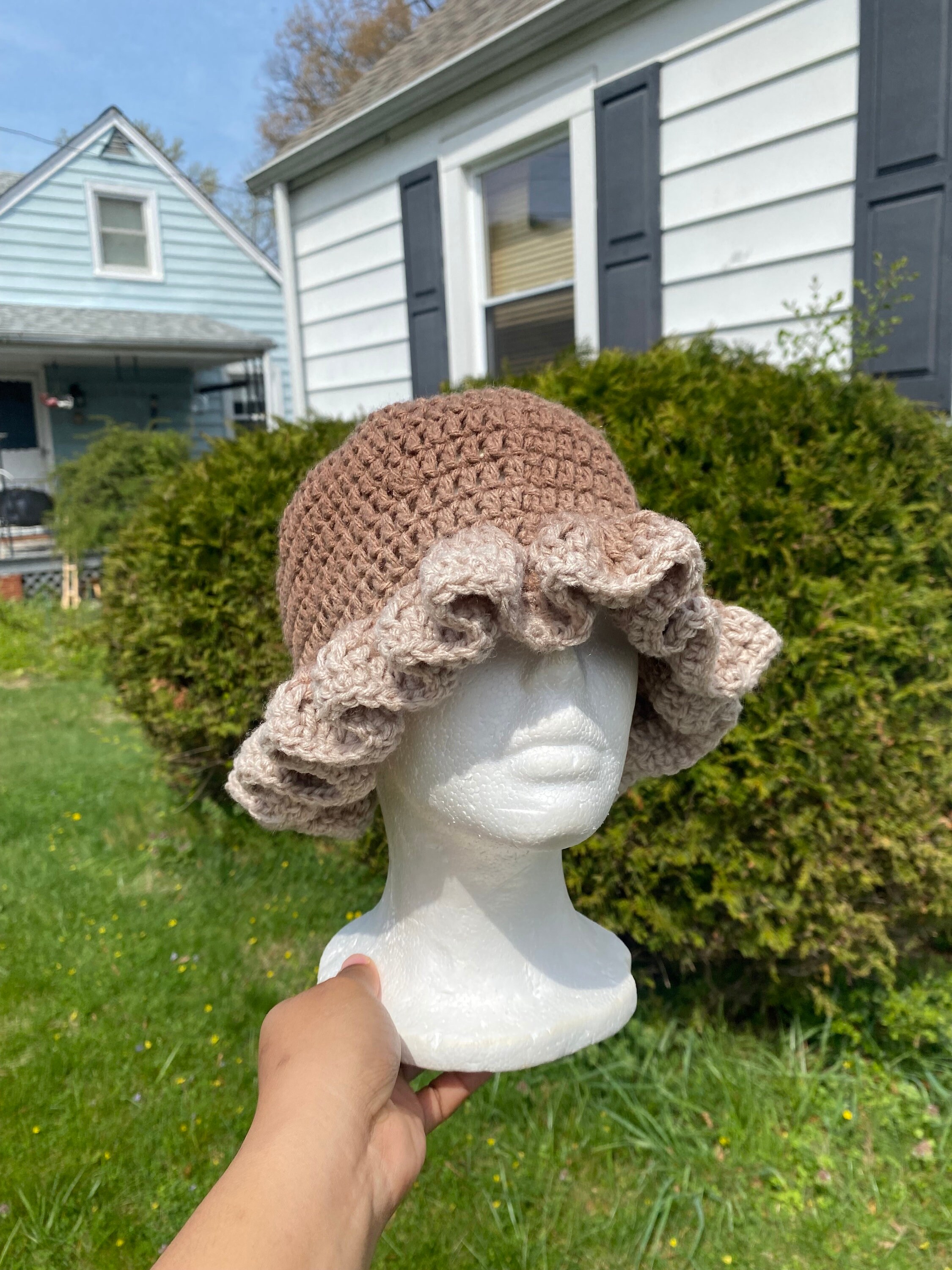 Cream Ruffle Hat Ombré Ruffle Crochet Hat/crochet Soft Ruffled Bucket Hat | Soft Ruffled ...