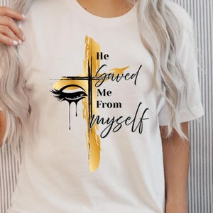 Hij redde me van mezelf png, Jezus redt, religieus T-shirtontwerp, Hij redt, christelijke T-shirt, Jezussublimatie, Praise the Lord png