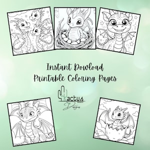 Dragon Coloring Pages, Baby Dragon coloring pages, Kids Coloring Pages, Instant Download, 10 pages, PDF, Digital, Dragon Activity page, PDF