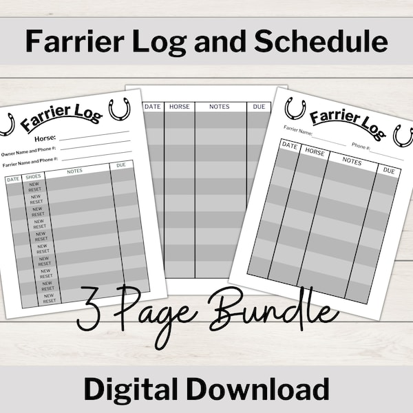 Horse Farrier Record Etsy