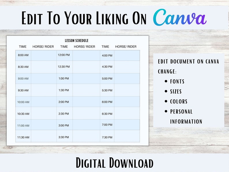 Riding Lesson Schedule, Daily Horse Lessons, Barn Management, Horse ...