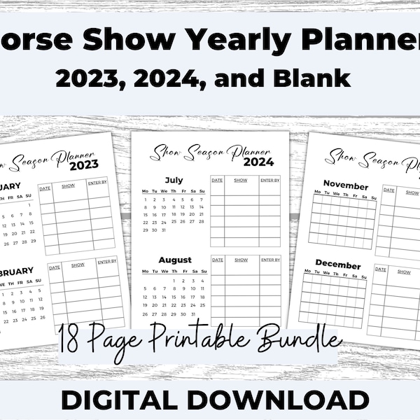Horse Show Planner Etsy