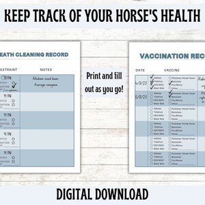 Horse Owner's Record Keeping, Horse Record, Horse Health Record ...