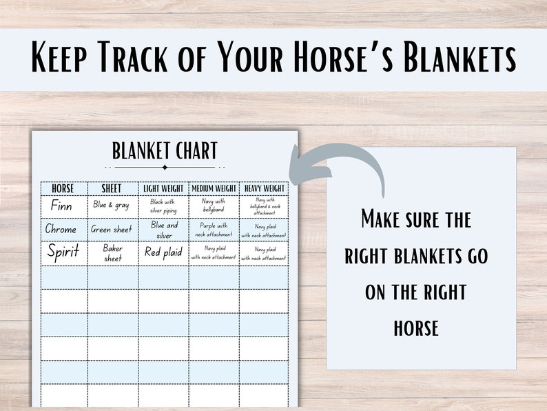 Horse Blanket Chart, Horse Management, Horse Printables, Barn Managers