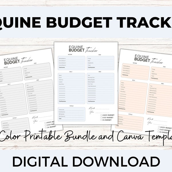 Equine Budget Tracker, Monthly Planner Budget, Horse Management, Barn Budget Planner, Equine Savings, Barn Management Printable