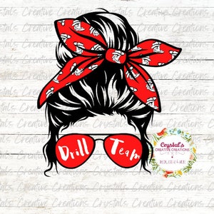 Rotes Drill Team Messy Bun, Drill Team Unordentliches Brötchen Sublimation, Drill Team DTF, Drill Team Mom, Drill Team Bild, Drill Team