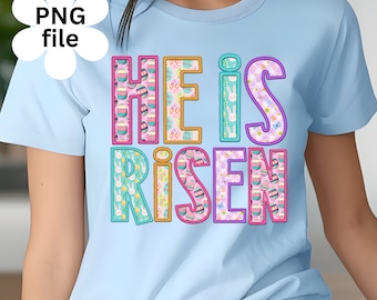 He is Risen, PNG, Easter, Easter stitch, Stich font, Easter font, Bible Verse, Religious, Christ,