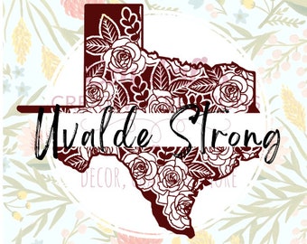 Texas Floral Uvalde Tee,  Uvalde Tee, Uvalde Strong, PNG, File, NOT commercial use, Uvalde shirt, sublimation, dtf