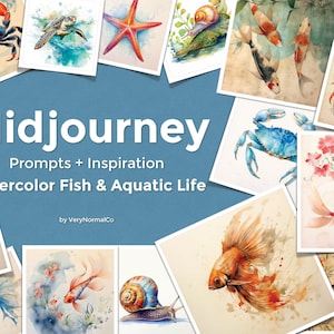 AI Art, Professional Midjourney Prompt Watercolor Fish and Aquatic Life, Midjourney AI Generated Art, Best Midjourney Prompts