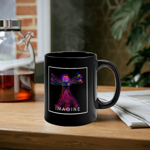 Classic mug, Leonardo da Vinci Black Mug perfect gift, artist  mug, birthday gift, tea cup, artistic mug, imagine graphic mug soothing mug