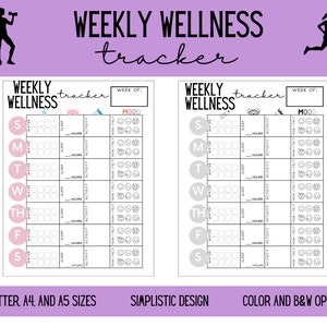 Weekly Wellness Tracker - Printable - Health and Wellness - Self-Care