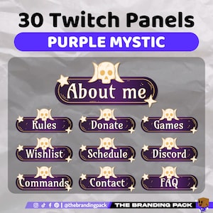 30 Twitch Panels Purple Mystic | Cute Twitch Panels for Streaming | Streamer Panels | Twitch graphics | Twitch Panels