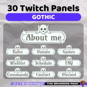 30 Twitch Panels Gothic | Cute Twitch Panels for Streaming | Streamer Panels | Twitch graphics | Twitch Panels