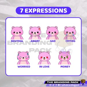 Pink Bear PNGTuber PNGTuber Twitch PNGTuber Premade Streaming Ready to use OBS/Streamlabs YouTube Cute Bear VEADOTUBE PNGTuber image 2