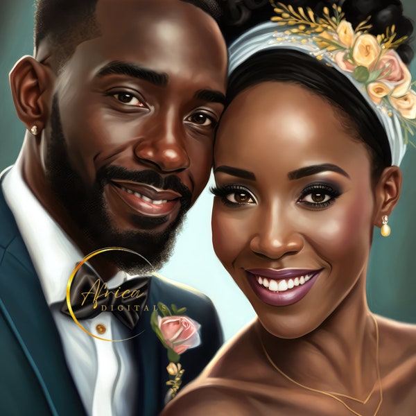 Wedding Clipart |Bridal Clipart |Engagement Clipart |African wedding |Black Bride and Groom |African Bride and Groom