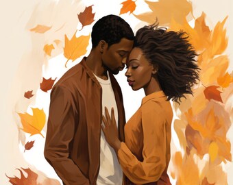 Africa Digitals|Fall Fashion Couple|Black Man|Black Woman|African Fashion|Black Girl Magic|Digital Art|WallArt|Printables|Sublimation