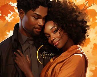 Africa Digitals|Fall Fashion Couple|Black Man|Black Woman|African Fashion|Black Girl Magic|Digital Art|WallArt|Printables|Sublimation