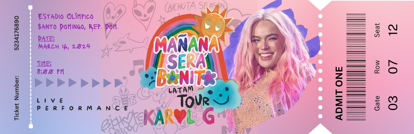 Concert Ticket Karol G, Concert Ticket Gift, Karol G Tour Ticket