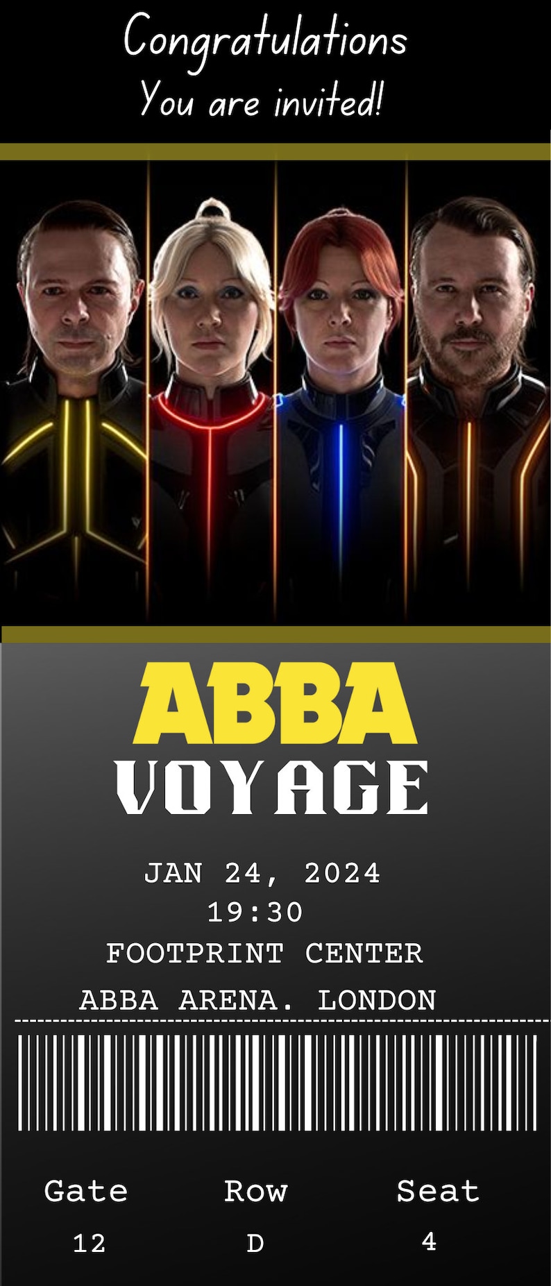 Instant Download Printable Editable Ticket Abba Voyage Printable, Abba