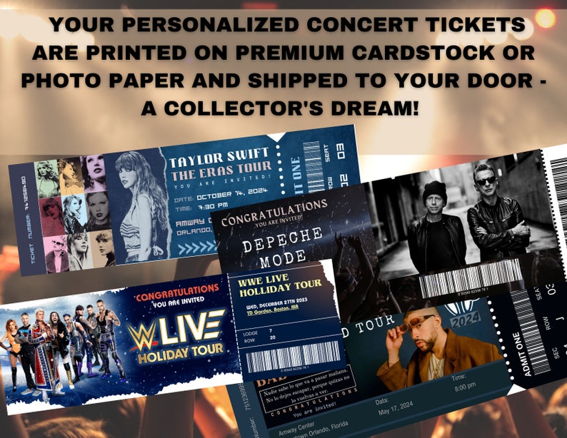Custom Physical Ticket Personalized, Concert Ticket Souvenir, Keepsake