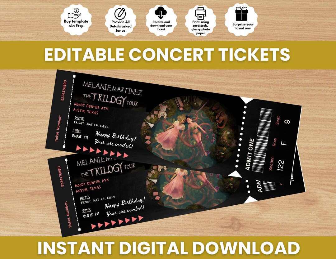 Instant Download Printable Melanie Martinez Concert Ticket, Melanie