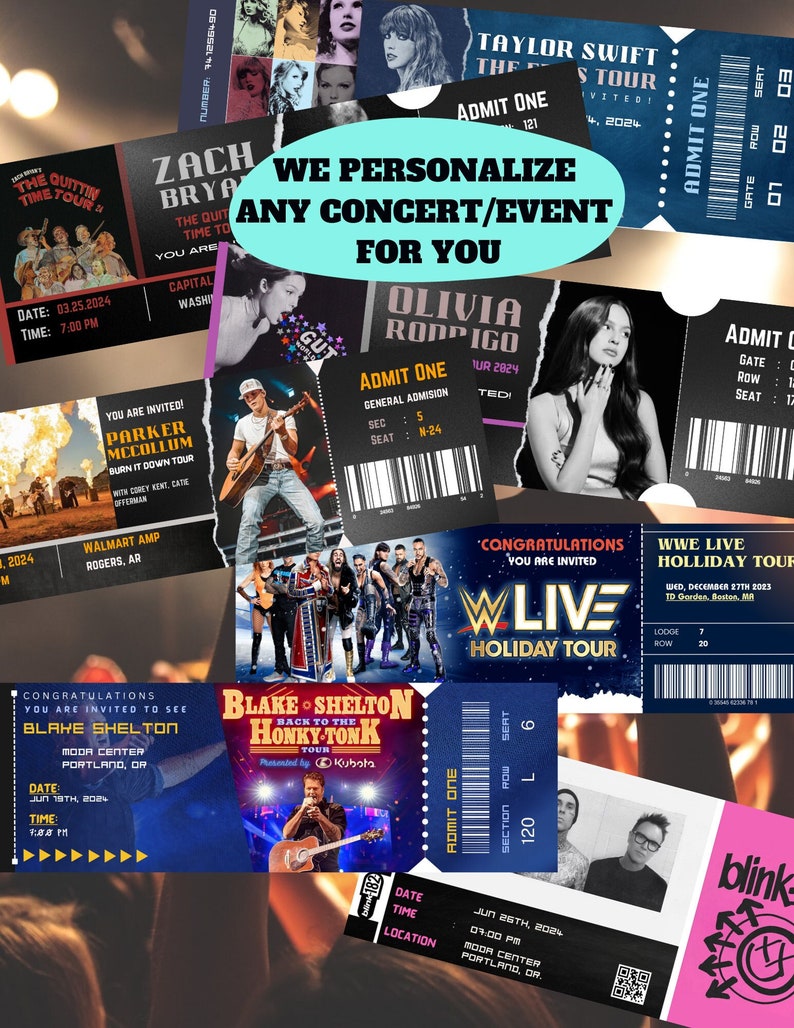 Custom Ticket Personalisiertes Ticket Konzert, Konzertticket Geschenk
