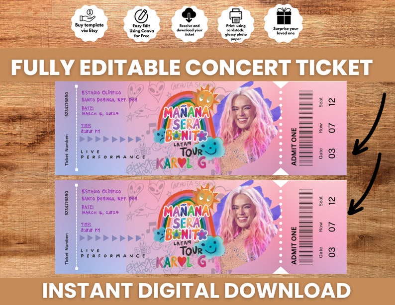 Instant Download Printable Karol G Ticket Concert, Printable Karol G