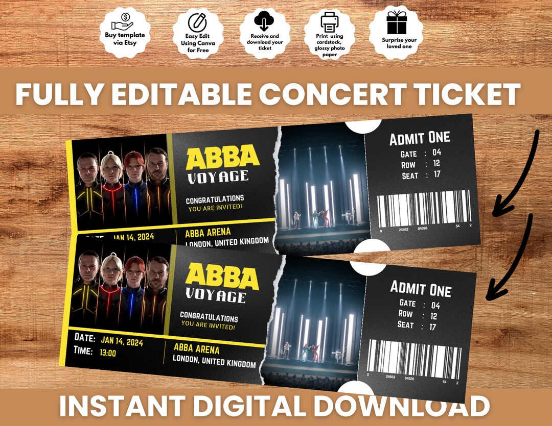 Instant Download Printable Editable Ticket Abba Voyage Ticket Printable