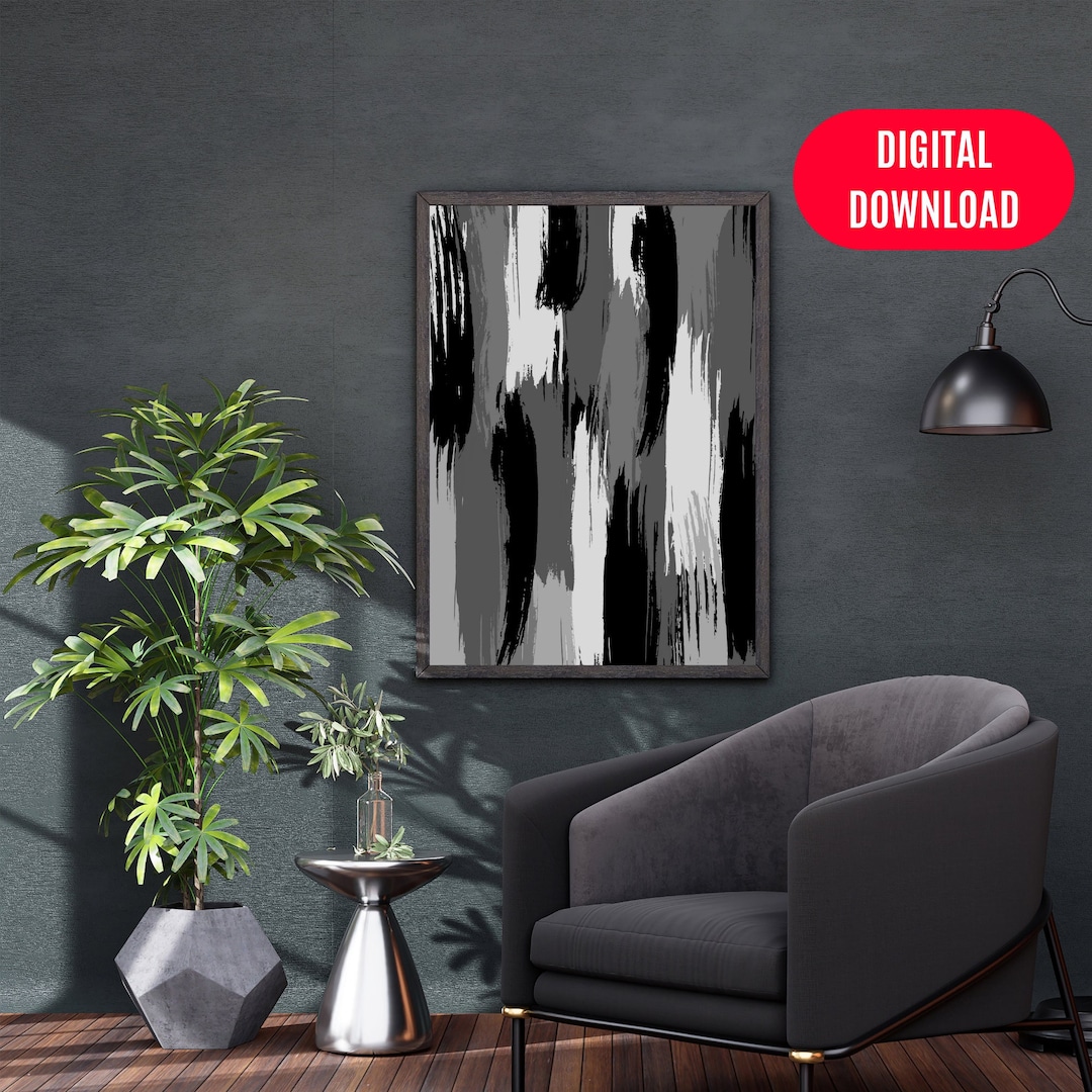 Black and Grey Abstract Wall Art | Printable Wall Art | Home and Living ...