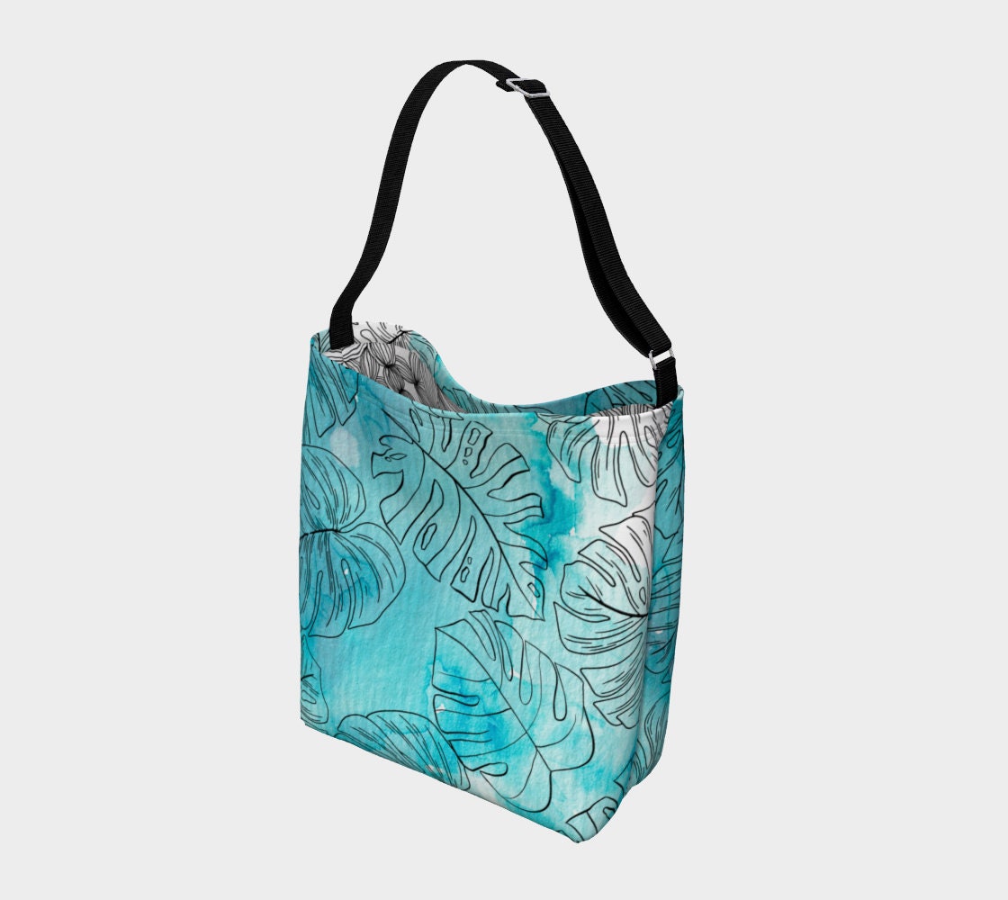 Gumdrop Bag - Nappa Leather - Midnight Monstera - Blue Mist