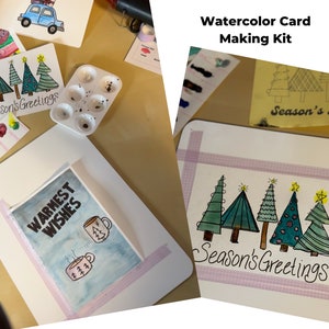 Kit de fabricación de tarjetas de acuarela hecho a mano, pintura, kit de tarjetas DIY, kit de fabricación de tarjetas de Navidad