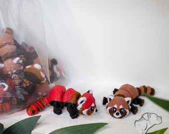 Red Panda Pack of 10 Animal Fidget Toys | Articulating Pocket Desk Pet Stocking Stuffers Candy Alternative Small Prizes Party Favor