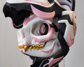 Articulating Catbot Mask: Cyberpunk Cat Skull, Wall/Desk Display