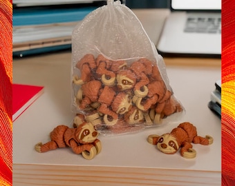 Sloth Pack of 10 Animal Fidget Toys | Articulating Pocket Desk Pet Stocking Stuffers Candy Small Prizes Party Favor