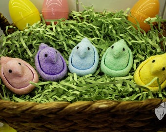 Easter Marshmallow Chick Clickers - Full Color Set of 5 | Mochi Makes | 3D Printed Fidget Toy Keychain