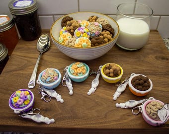 Cereal Clicker Keychain | MochiMakes | 3D Printed Fidget Toy and Food Replica Item | Apple Jacks Cheerios Lucky Charms Reeses Puffs Coco