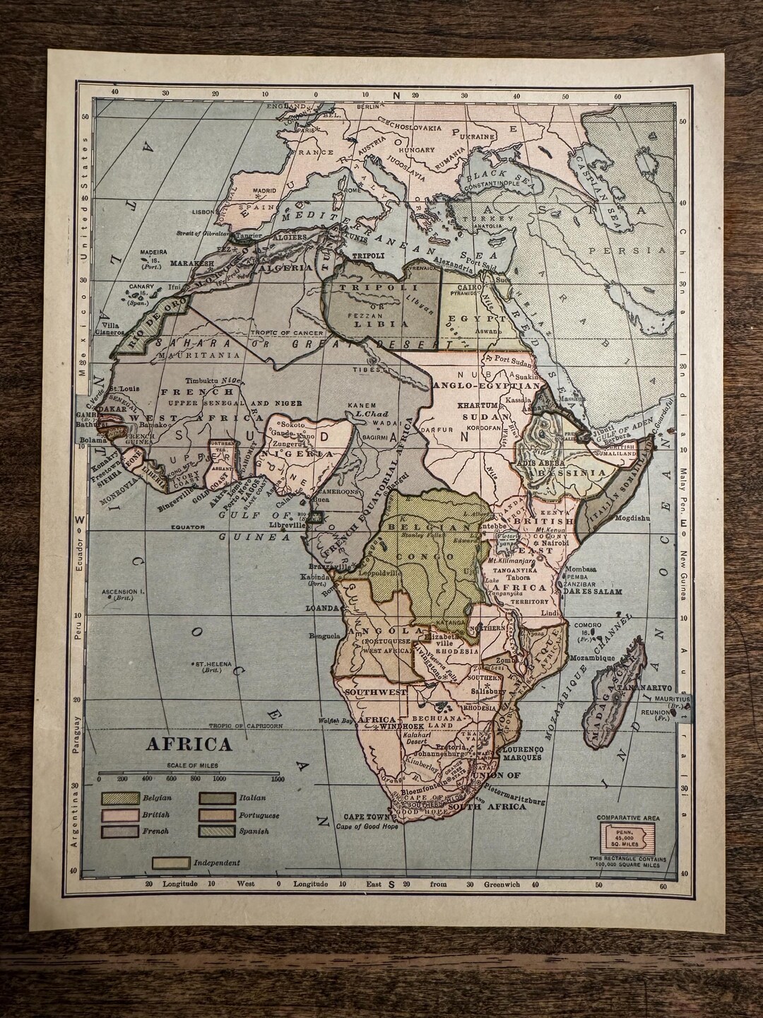 Postcolonial Map Map of Colonial Africa - Original 1920 - Etsy
