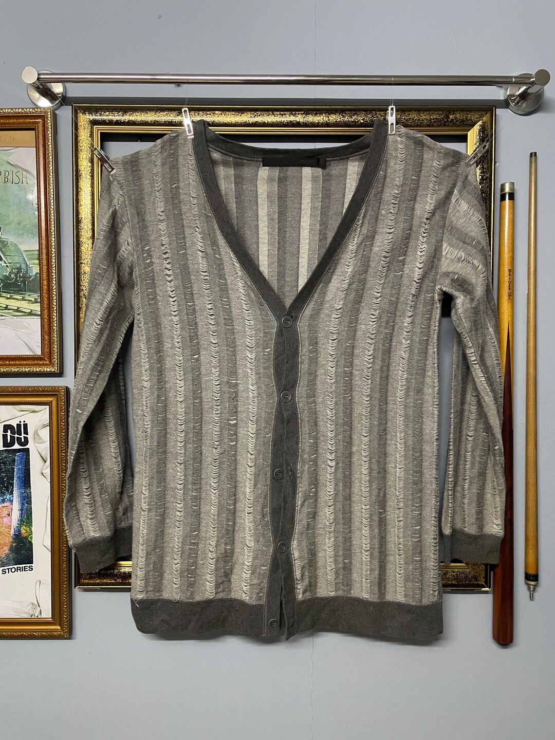 Vintage 90s Schlussel Japan Cardigan | Distressed Grunge Knit