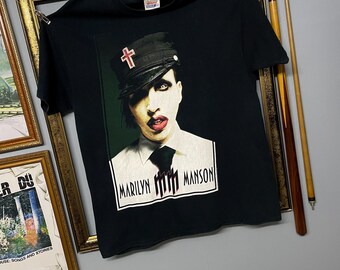 納付書付き MARILYN MANSON BIG FACE Hanesボディ Vintage 90s Marilyn Manson Portrait Gothic Industrial Metal Band