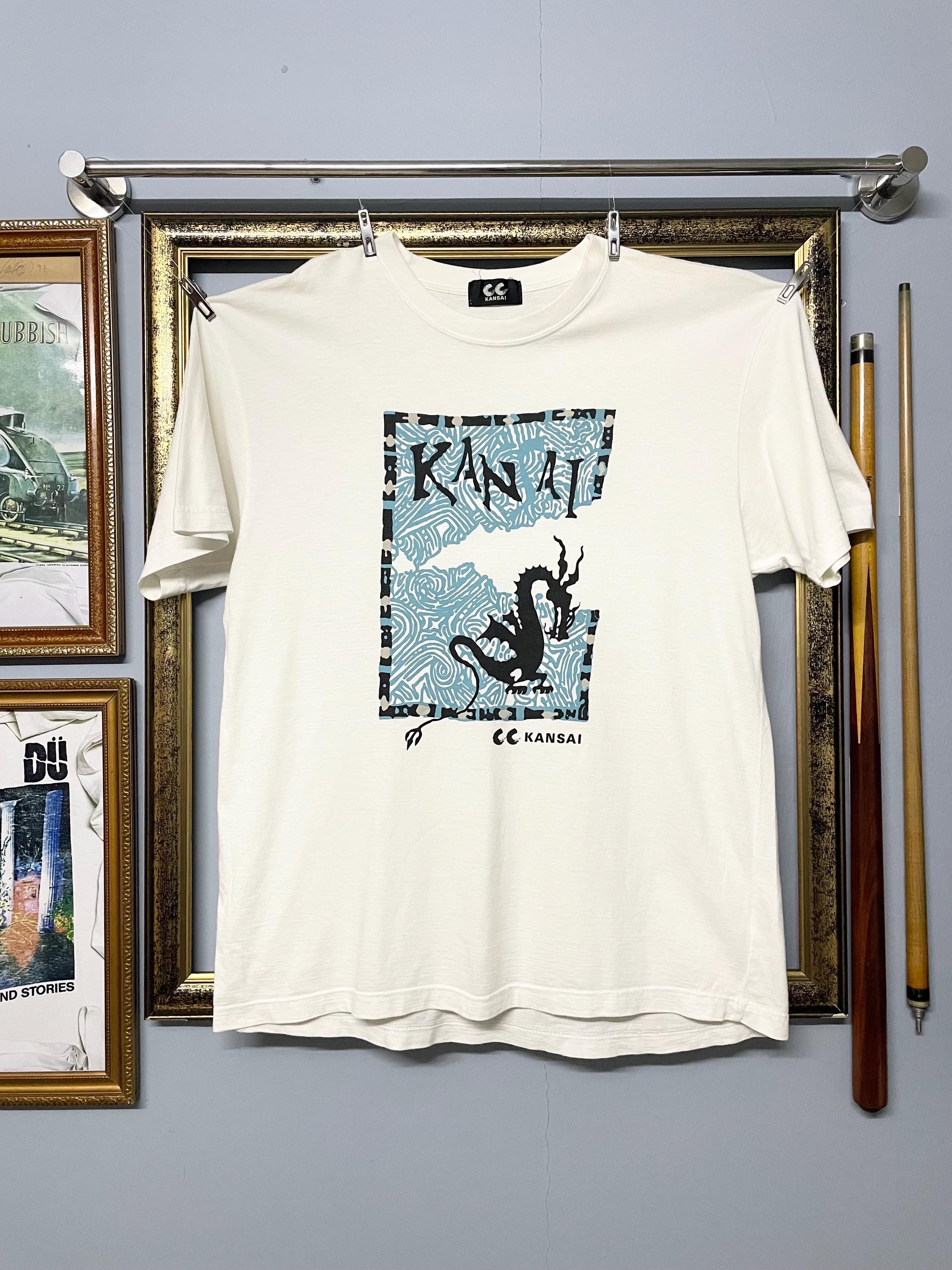 Vintage Rare Kansai Art Dragon Graphic Japanese Streetwear White T