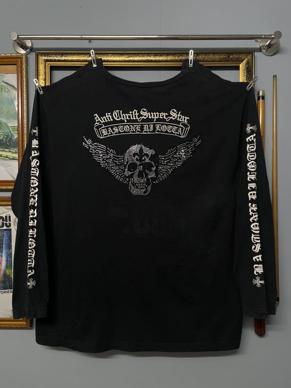 Vintage Japan Bladelage Skull Wings Rhinestone Long Sleeve Tee