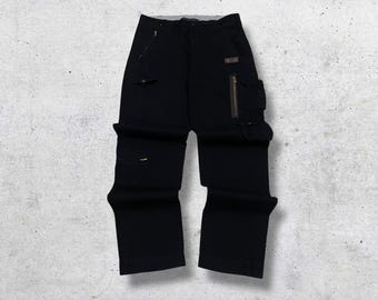 W31 | Vintage 90s Neutral Infinity Japan Tactical Cargo Pants Black Multi-Zip Utility Streetwear Trousers