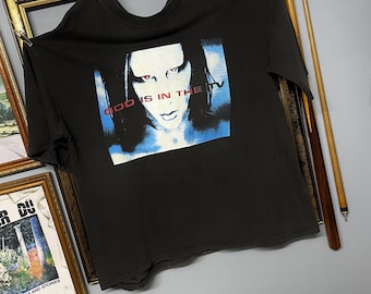 Vintage Marilyn Manson God is in the TV T-shirt Rare 90s