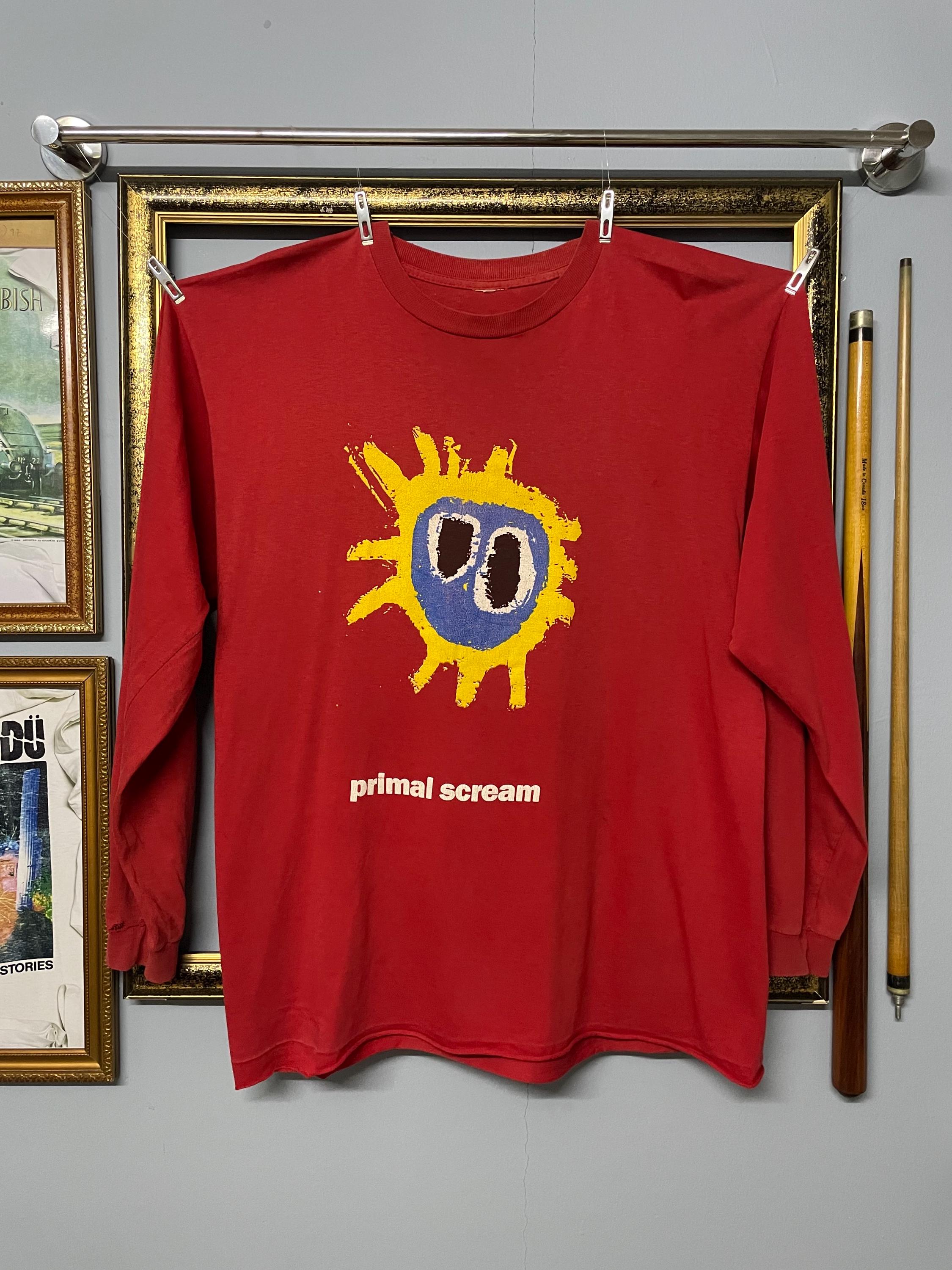Vintage 90s Primal Scream Original Band Tee Screamadelica Art Long