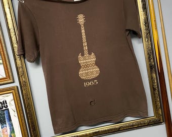 Vintage 90s Archive Number Nine Japan Guitar Art Print Distressed