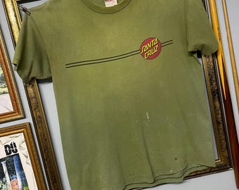 Vintage 90s Santa Cruz Distressed Tee Skateboards Classic Logo