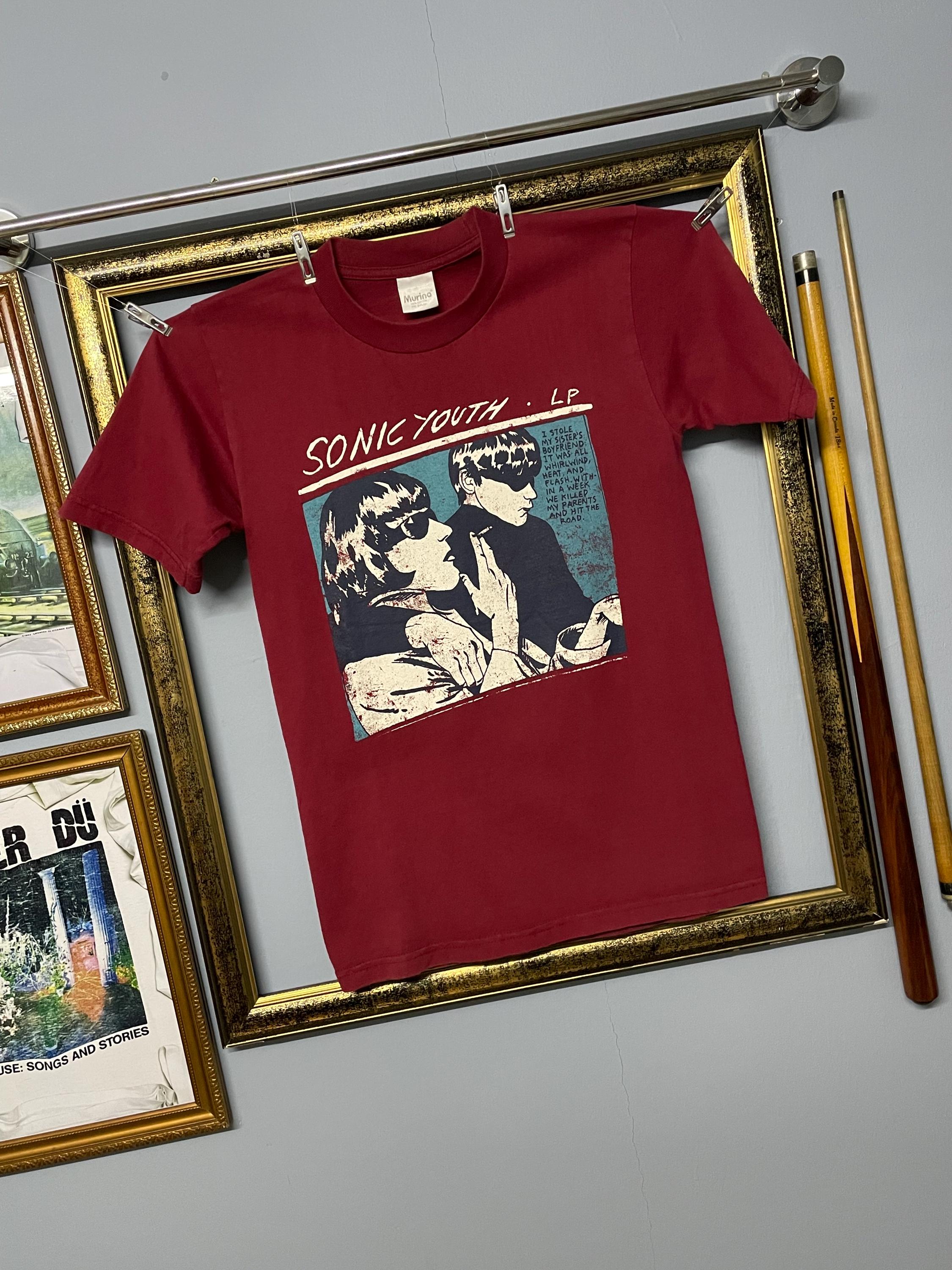 Vintage Sonic Youth Goo LP T Shirt Red Alternative Noise Rock Band