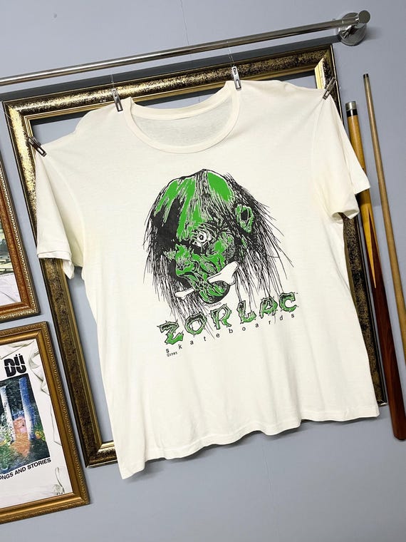 Vintage 80s Zorlac Skateboards Pushead Graphic Tee Rare Skull