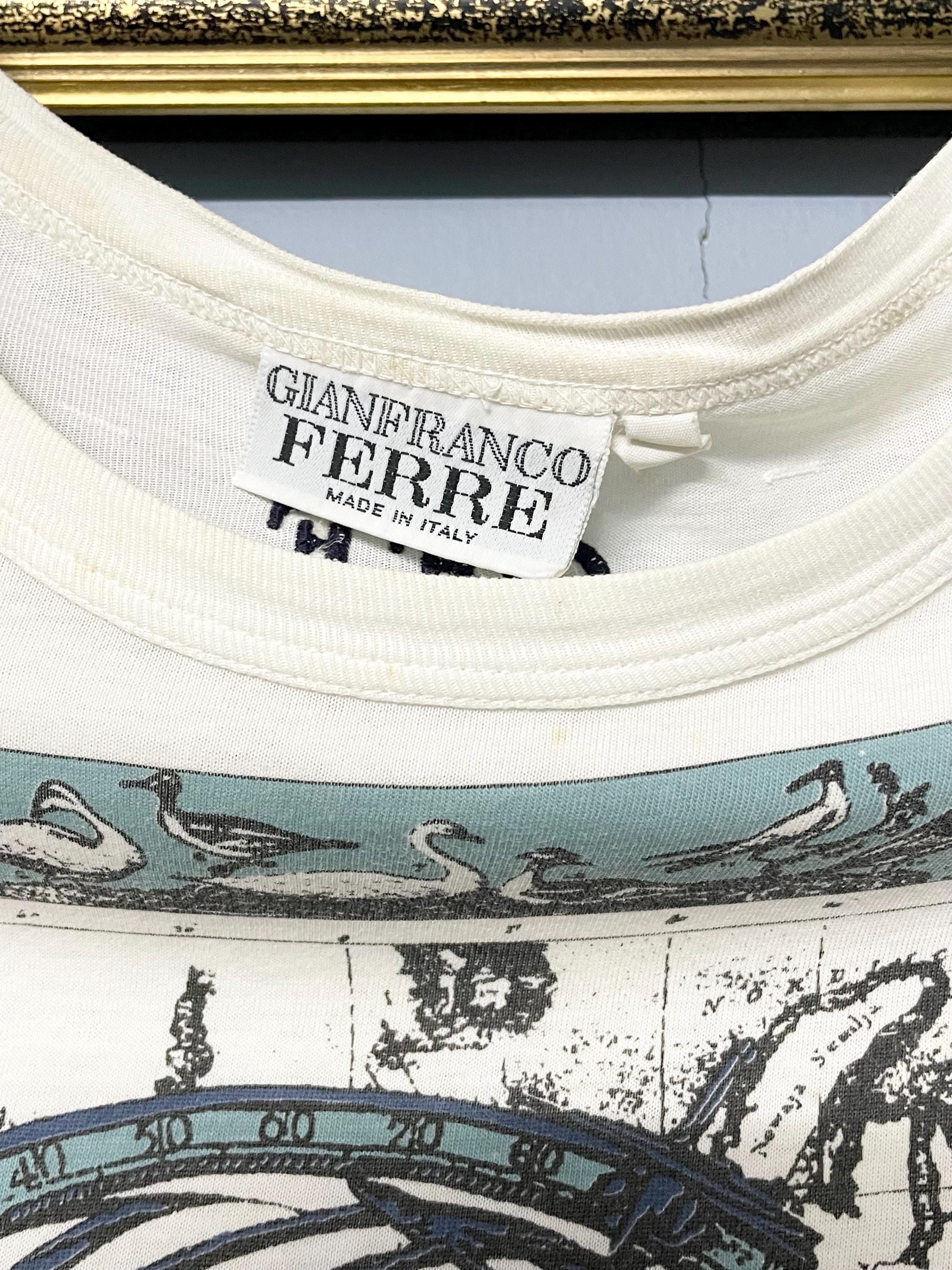 Vintage 90s Art World Map by Gianfranco Ferre T Shirt | Size L - Etsy