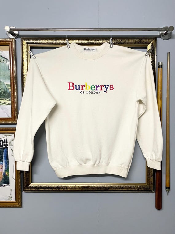 希少★ 90s 白タグ Burberrys コットンニット vintage Vintage Rare 90s Burberrys Embroidery Multicolored Designer